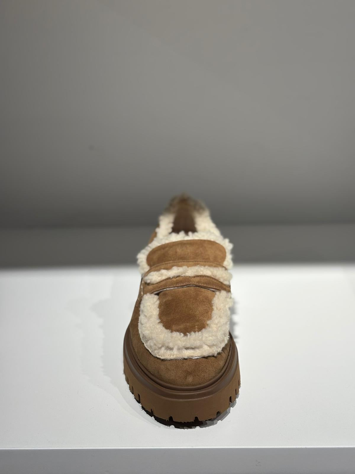 Mocassins daim fourrée