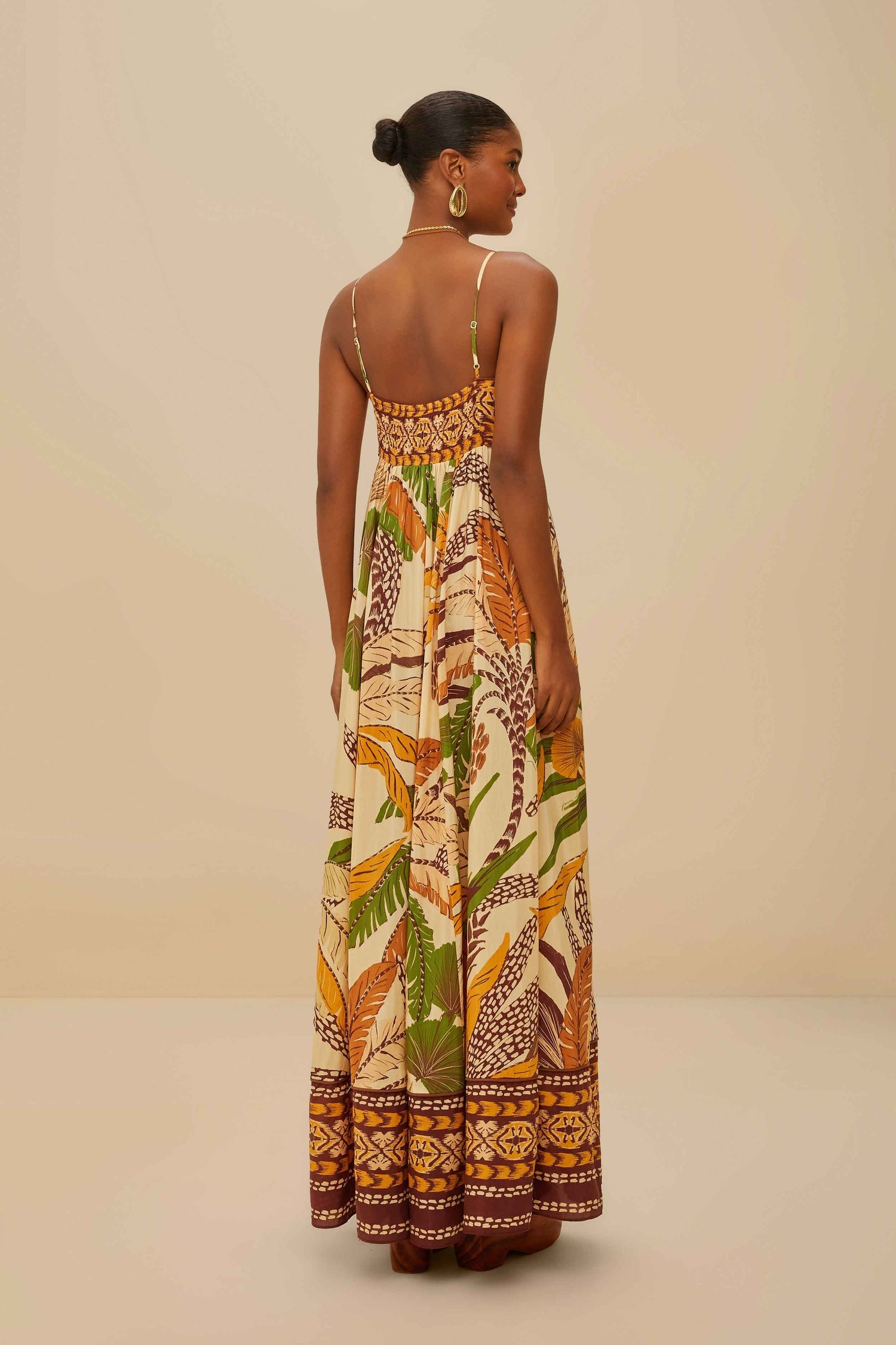 Robe longue feuillage