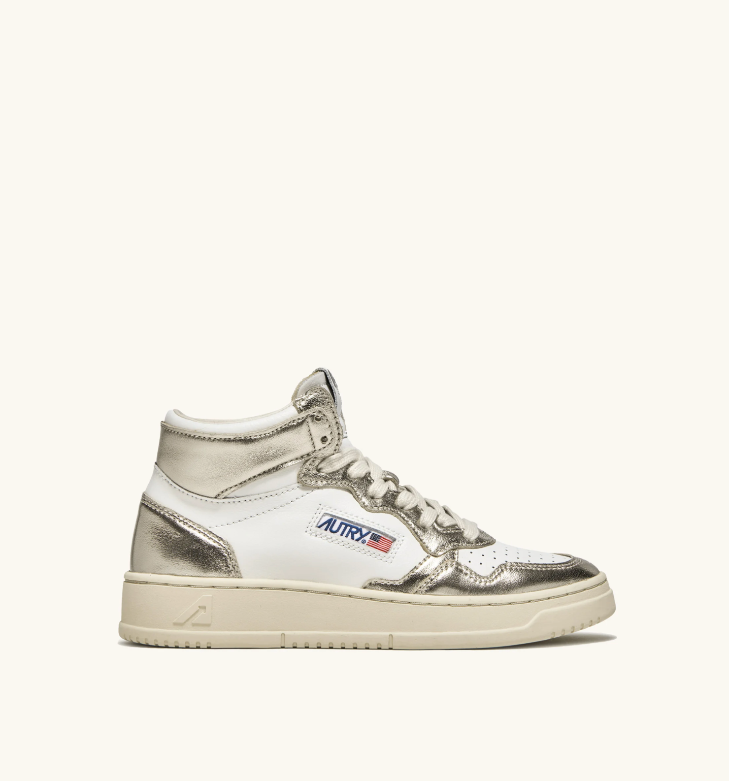 BASKET MEDALIST MID EN CUIR BICOLOR BLANC ET PLATINUM