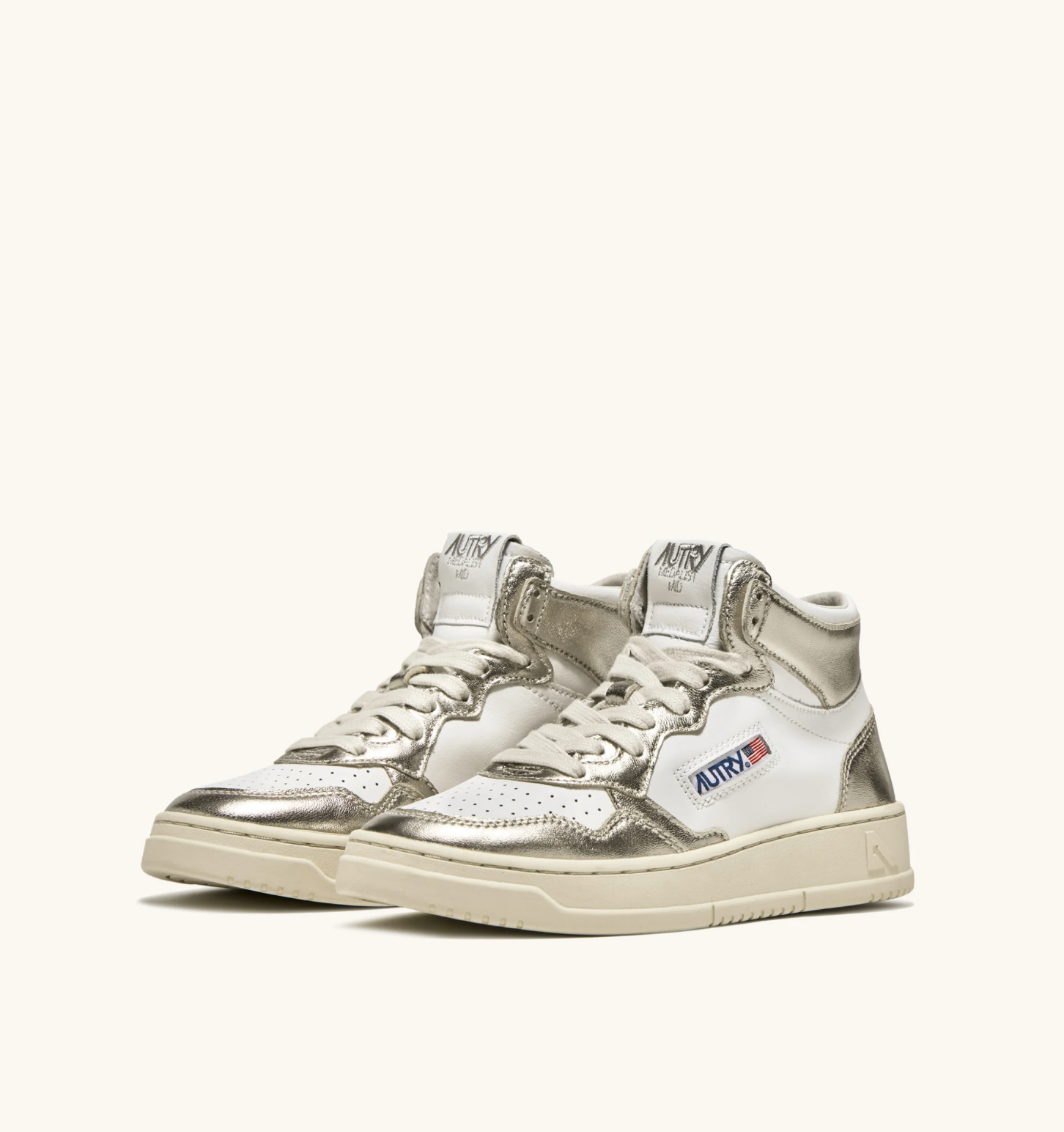BASKET MEDALIST MID EN CUIR BICOLOR BLANC ET PLATINUM
