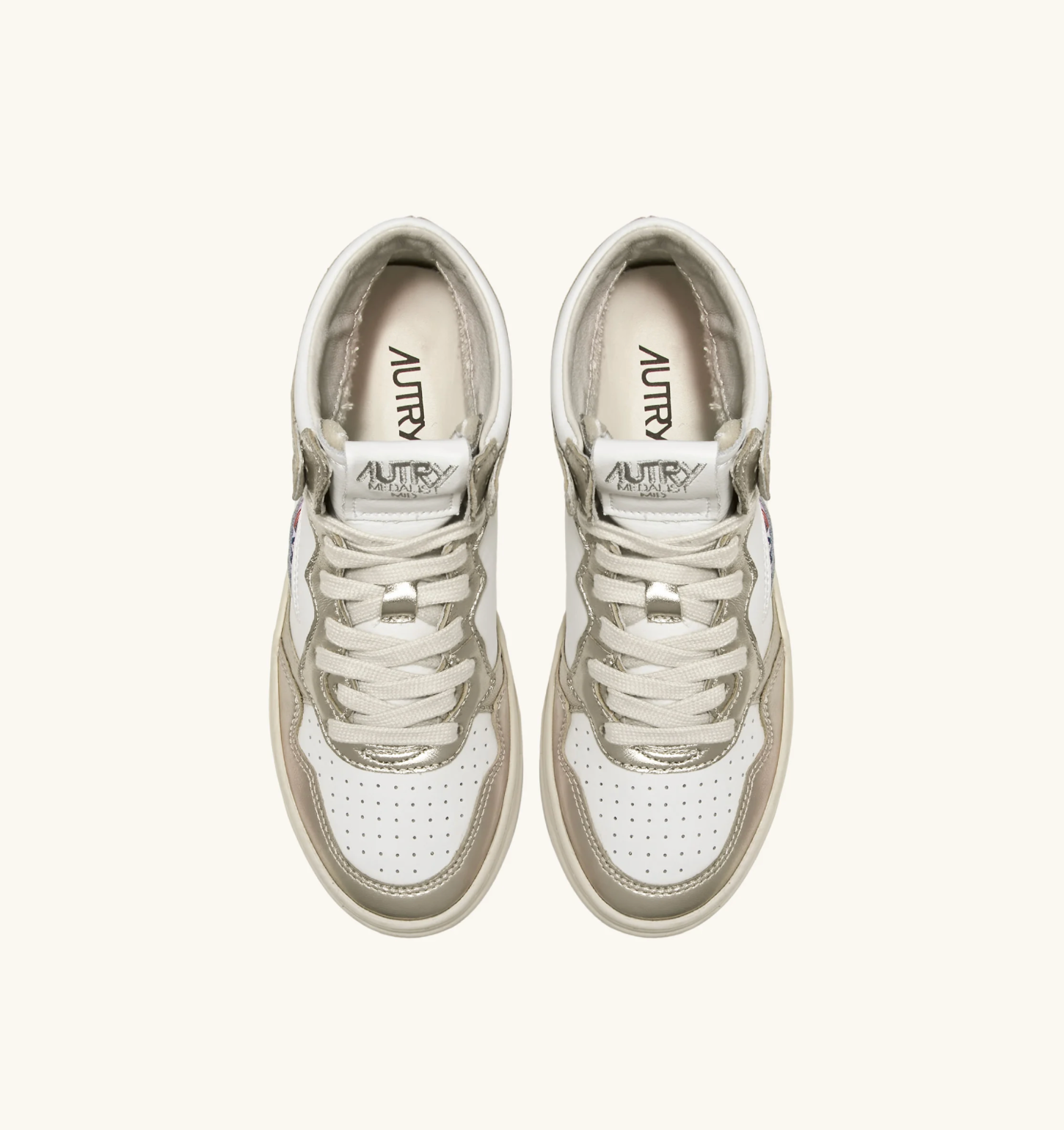 BASKET MEDALIST MID EN CUIR BICOLOR BLANC ET PLATINUM