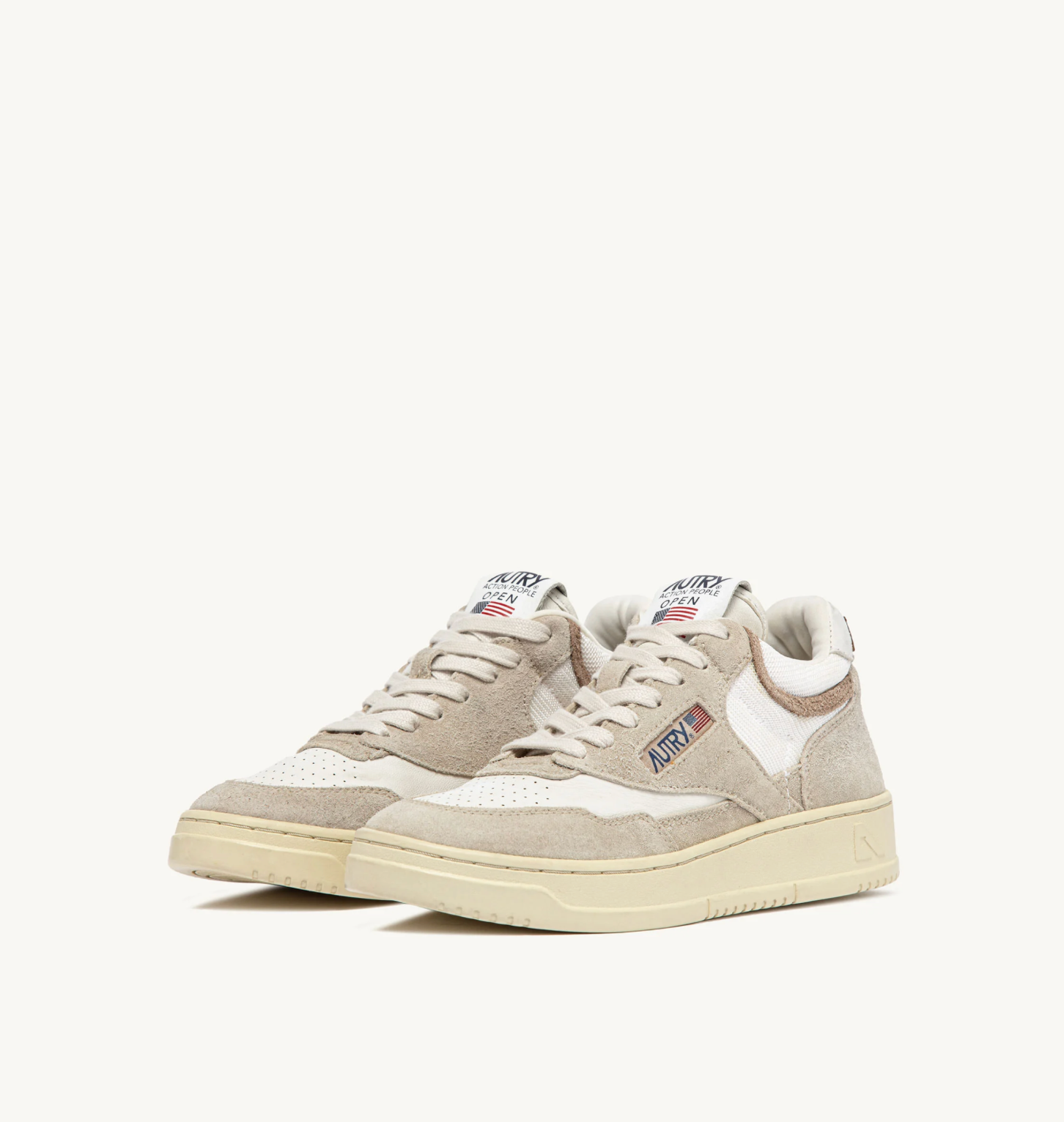 BASKET OPEN EN CUIR & DAIM ET EN ÉCRU & BEIGE