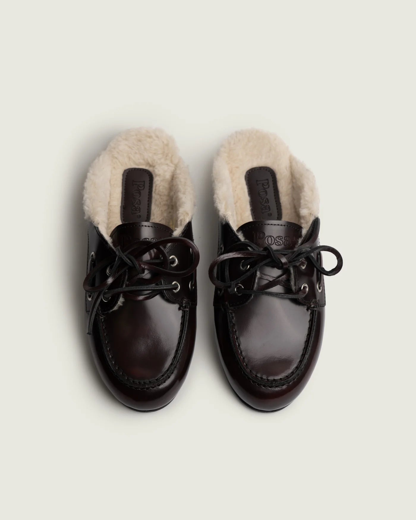 Mules cuir fourrure burgundy