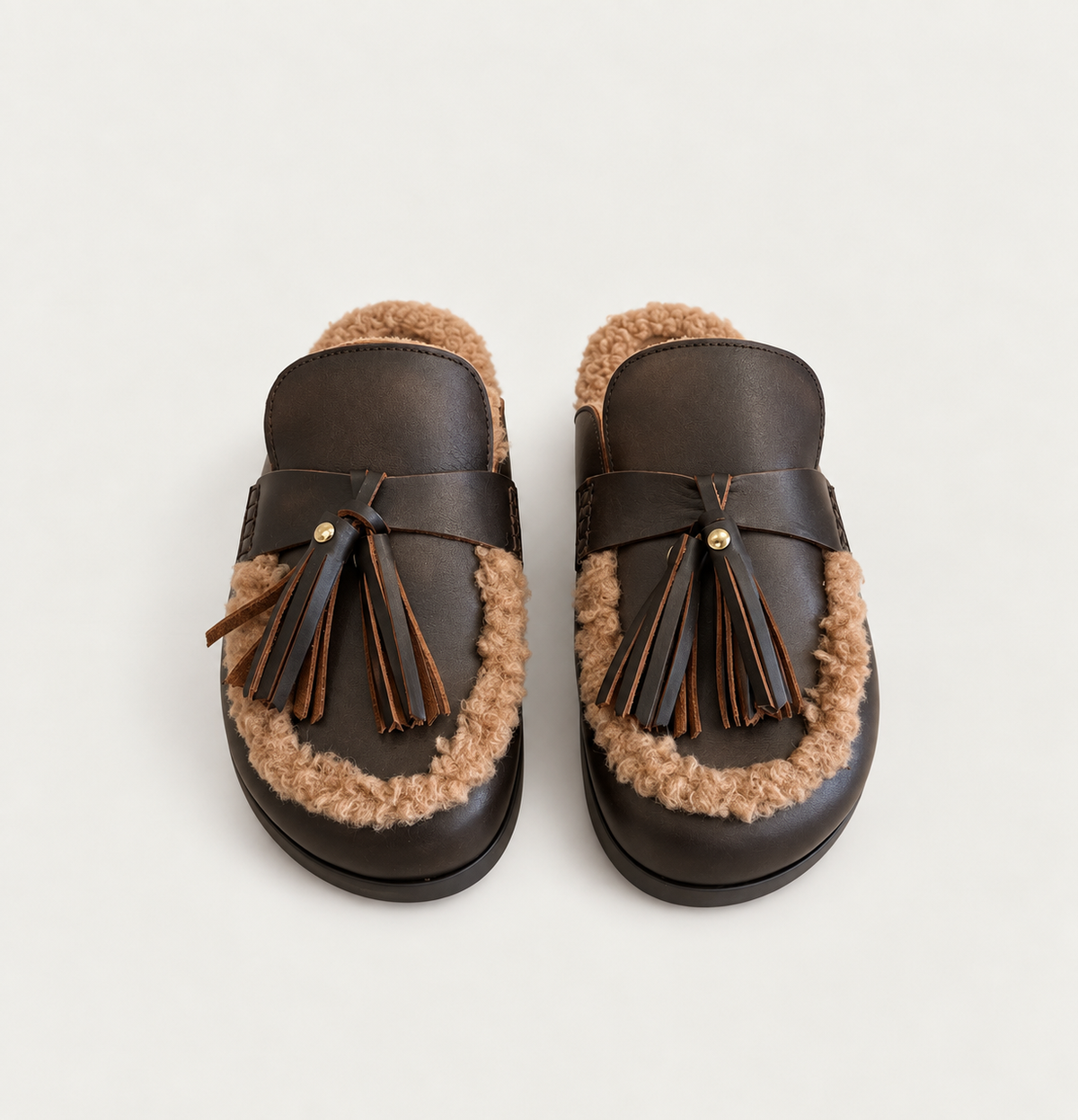 Mules RANCH en cuir fourrées