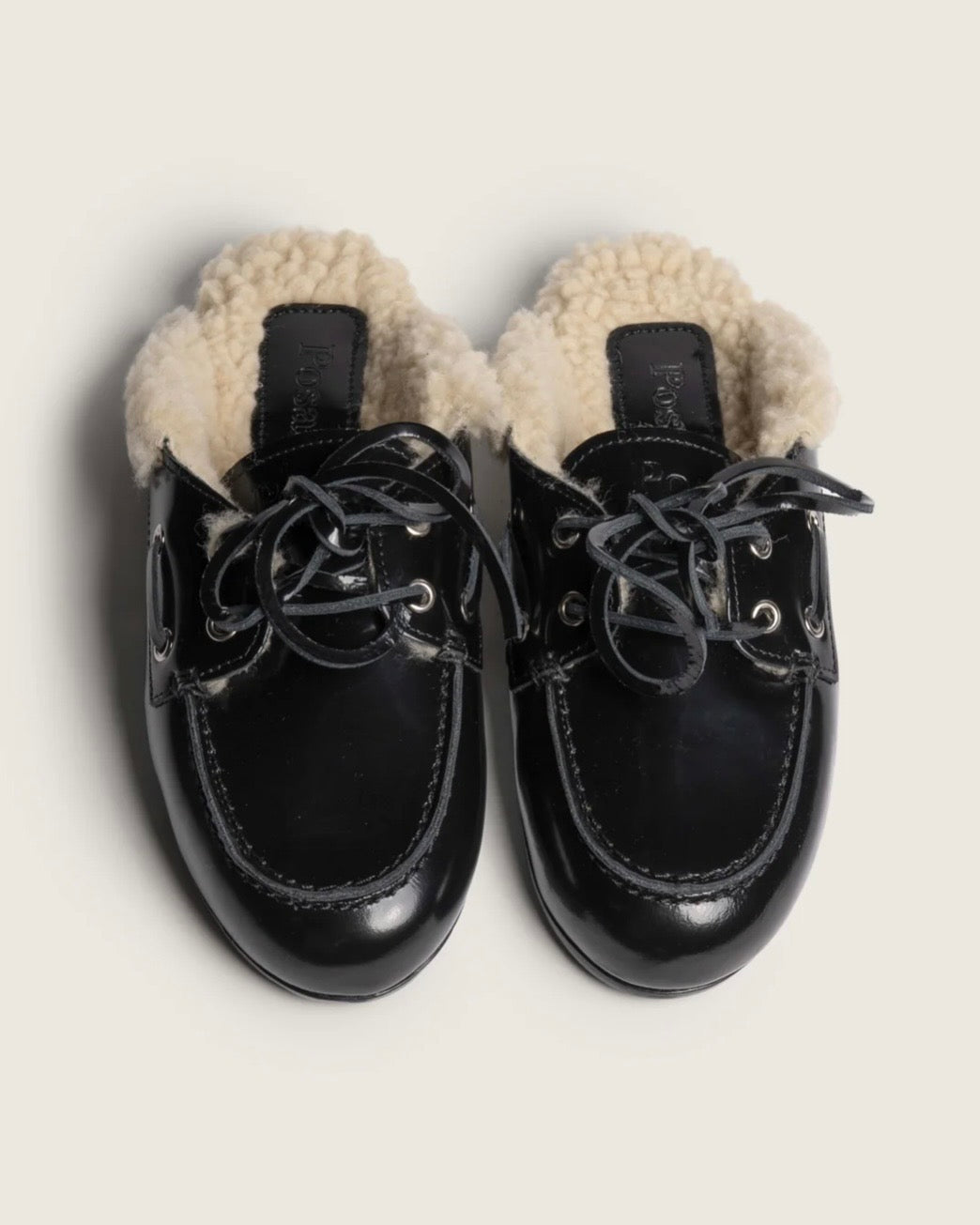 Mules cuir fourrure noires