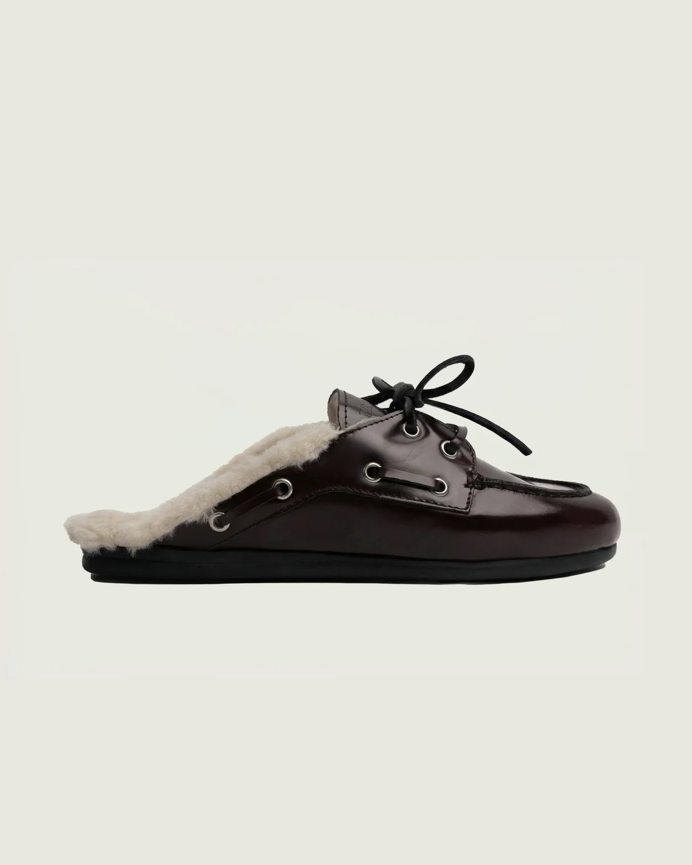 Mules cuir fourrure burgundy