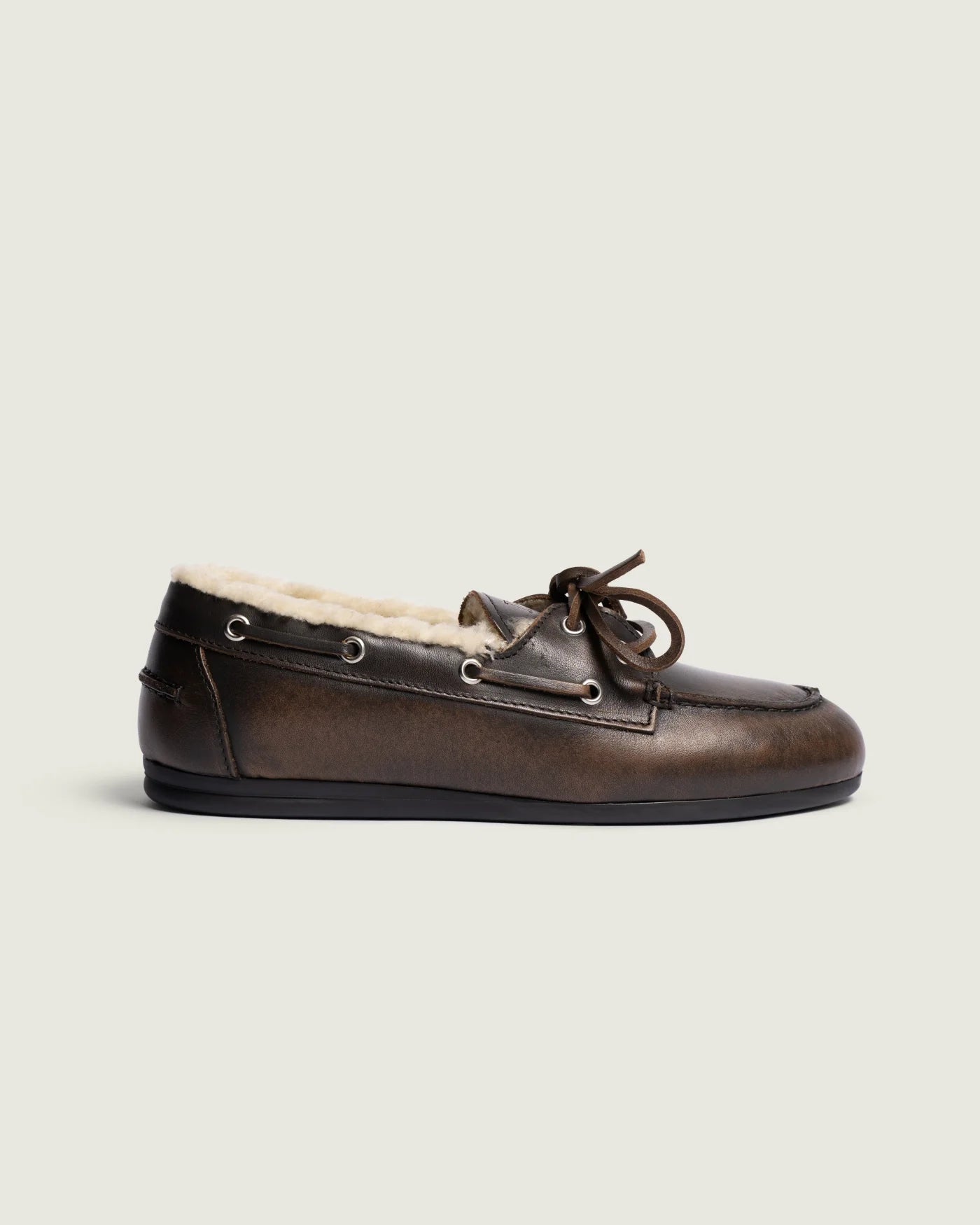 Mocassins cuir fourrés coffee