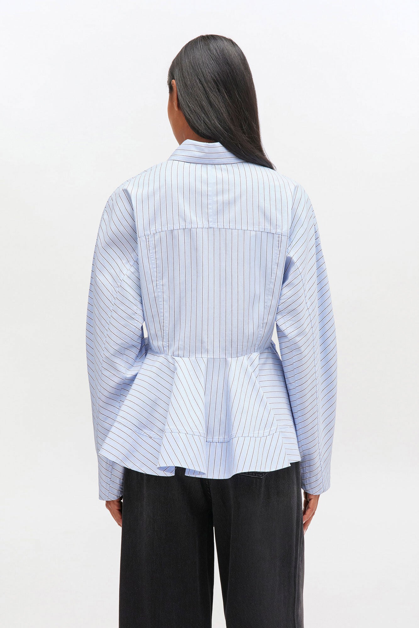 Chemise péplum à rayures bleues