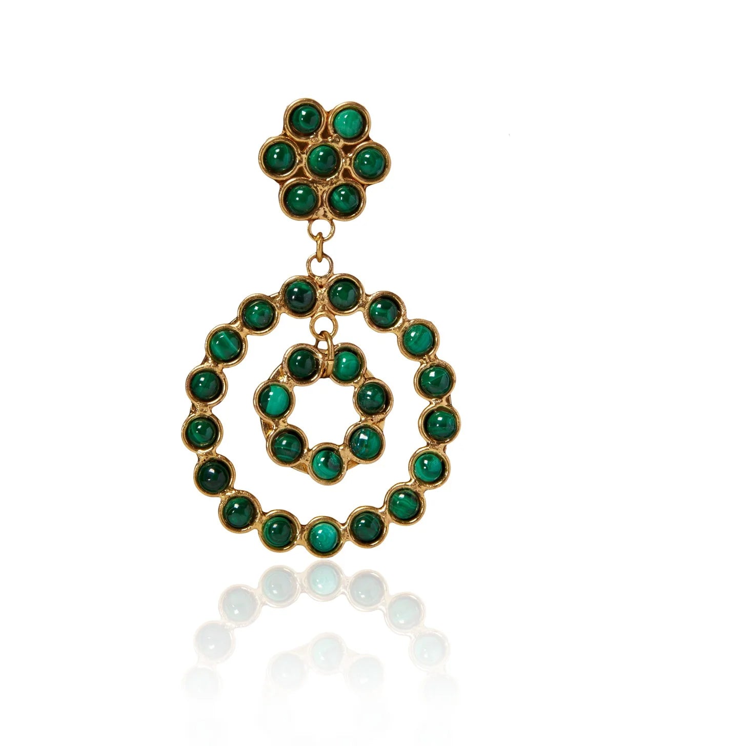 Boucles d'oreilles Flower Candies Malachite vert