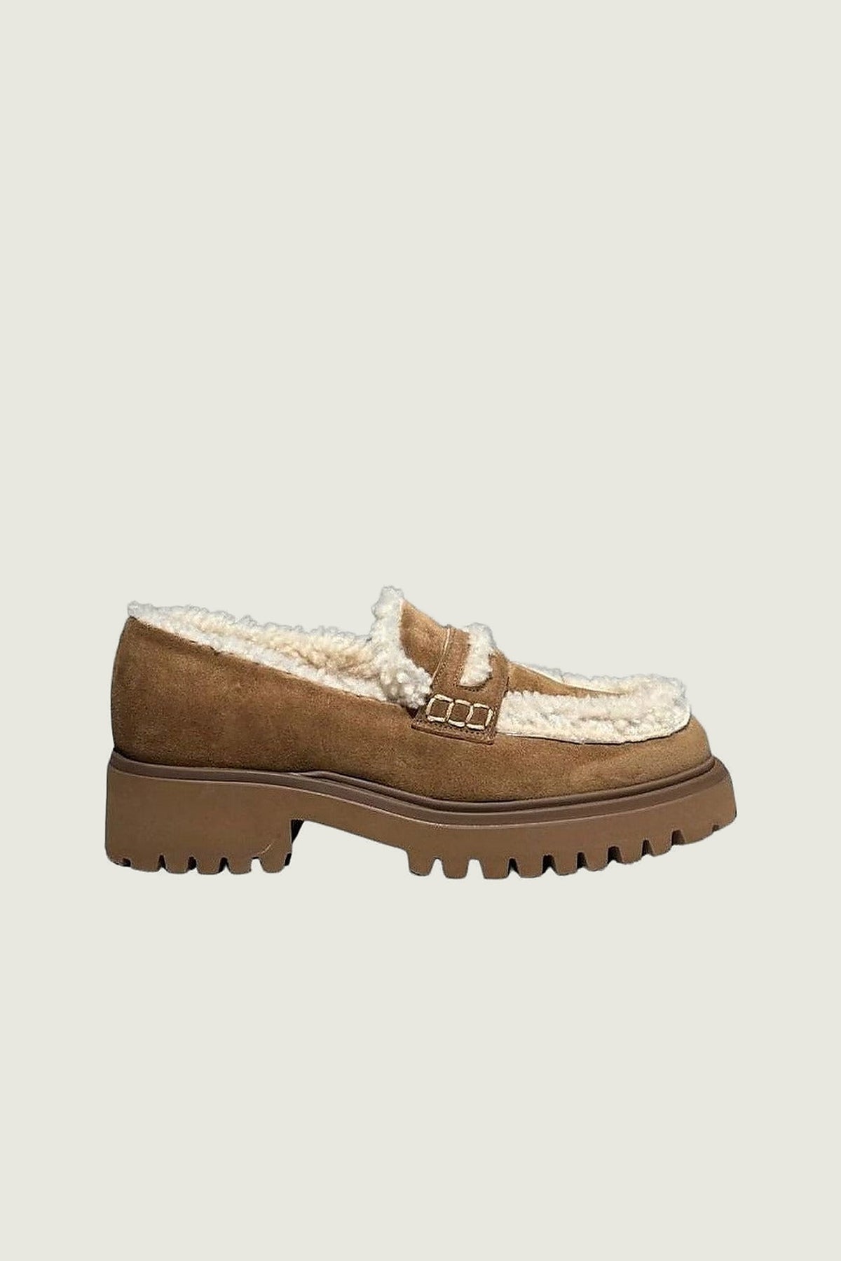 Mocassins en daim fourrés WILL Guglielmo Rotta, camel, vue de profil