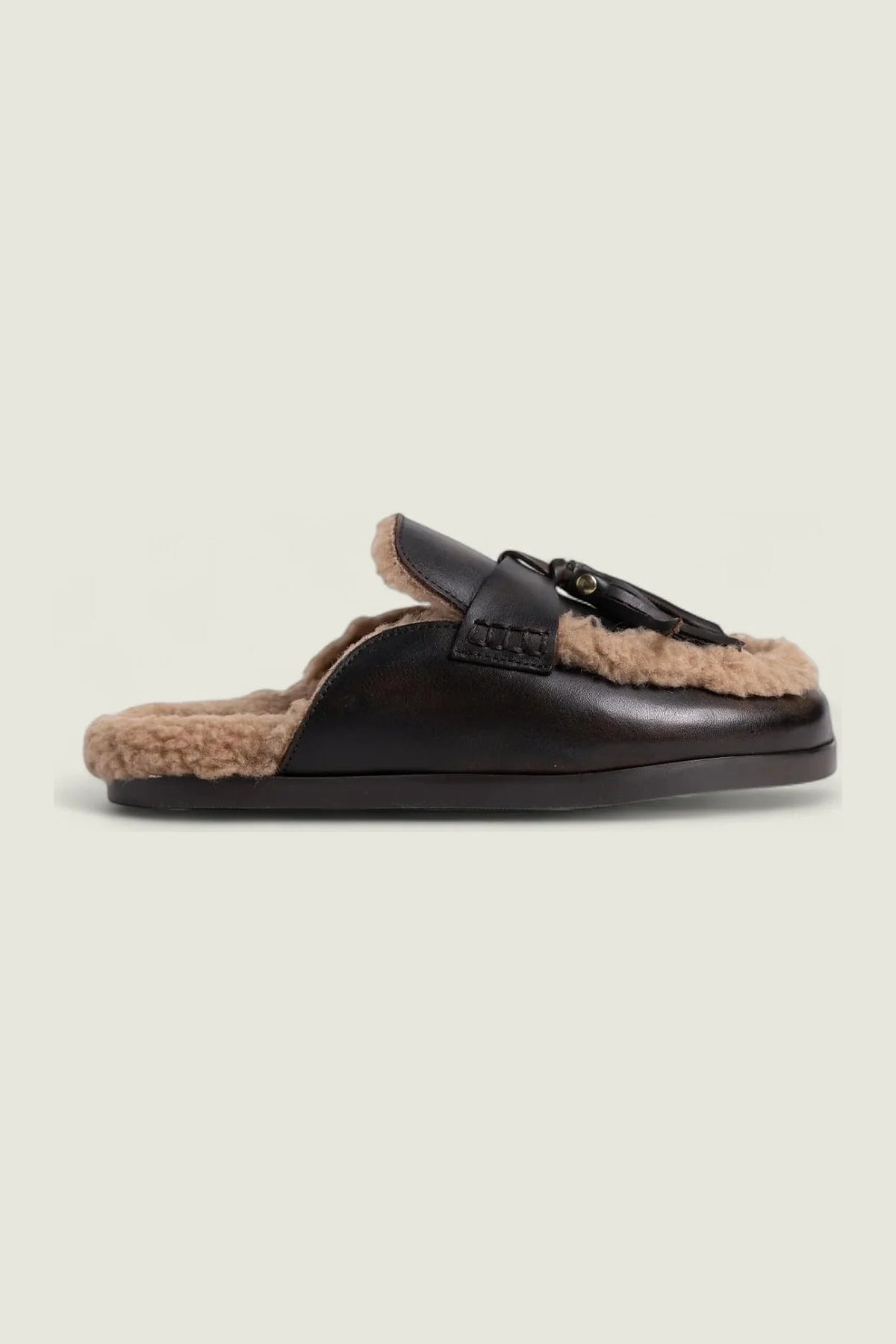 Mules RANCH en cuir fourrées