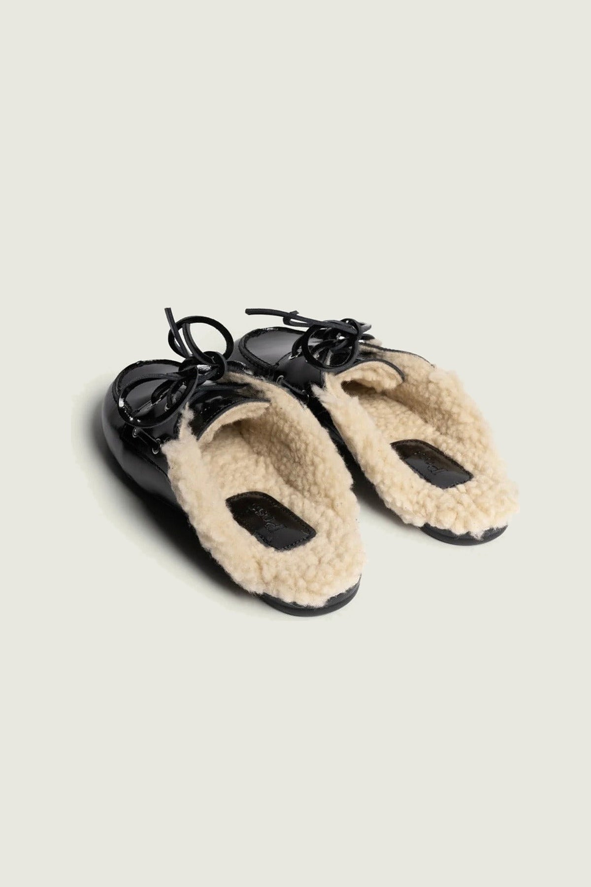 Mules fourrées en cuir Posa, noir, vue arrière