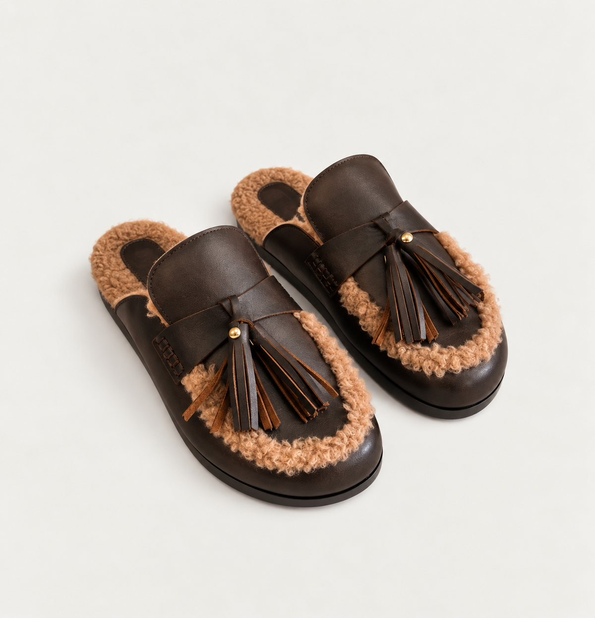 Mules RANCH en cuir fourrées