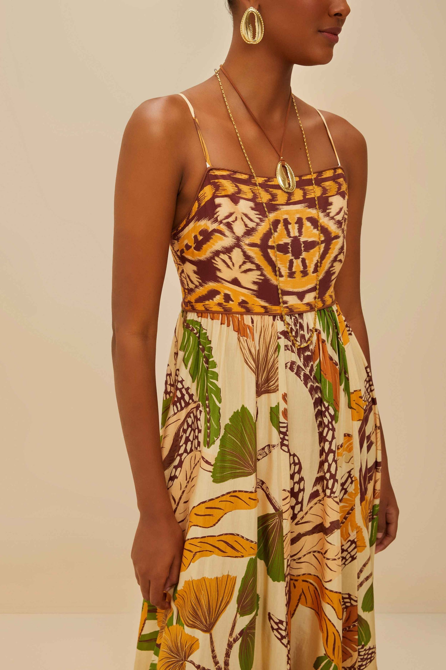 Robe longue feuillage