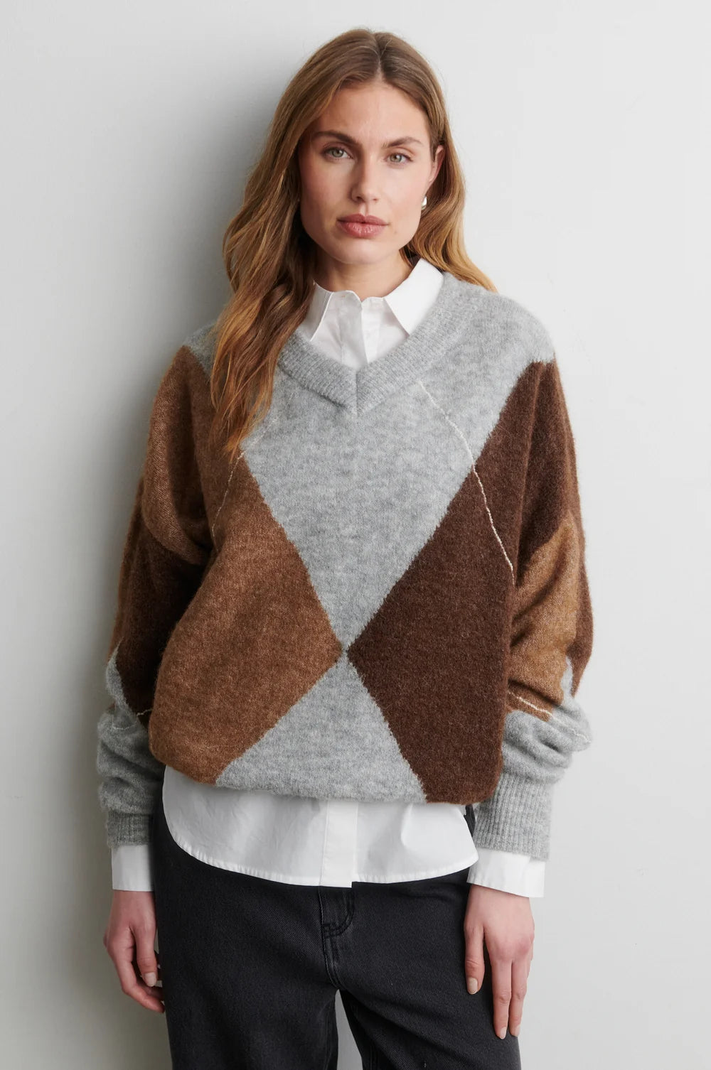 Pull V neck losange