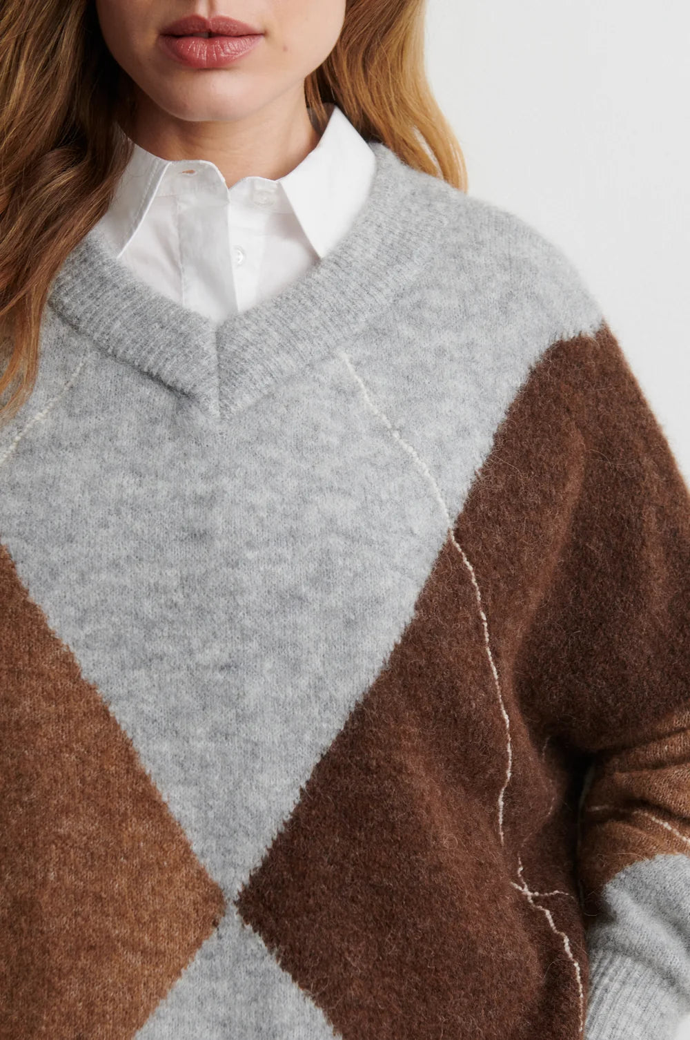 Pull V neck losange
