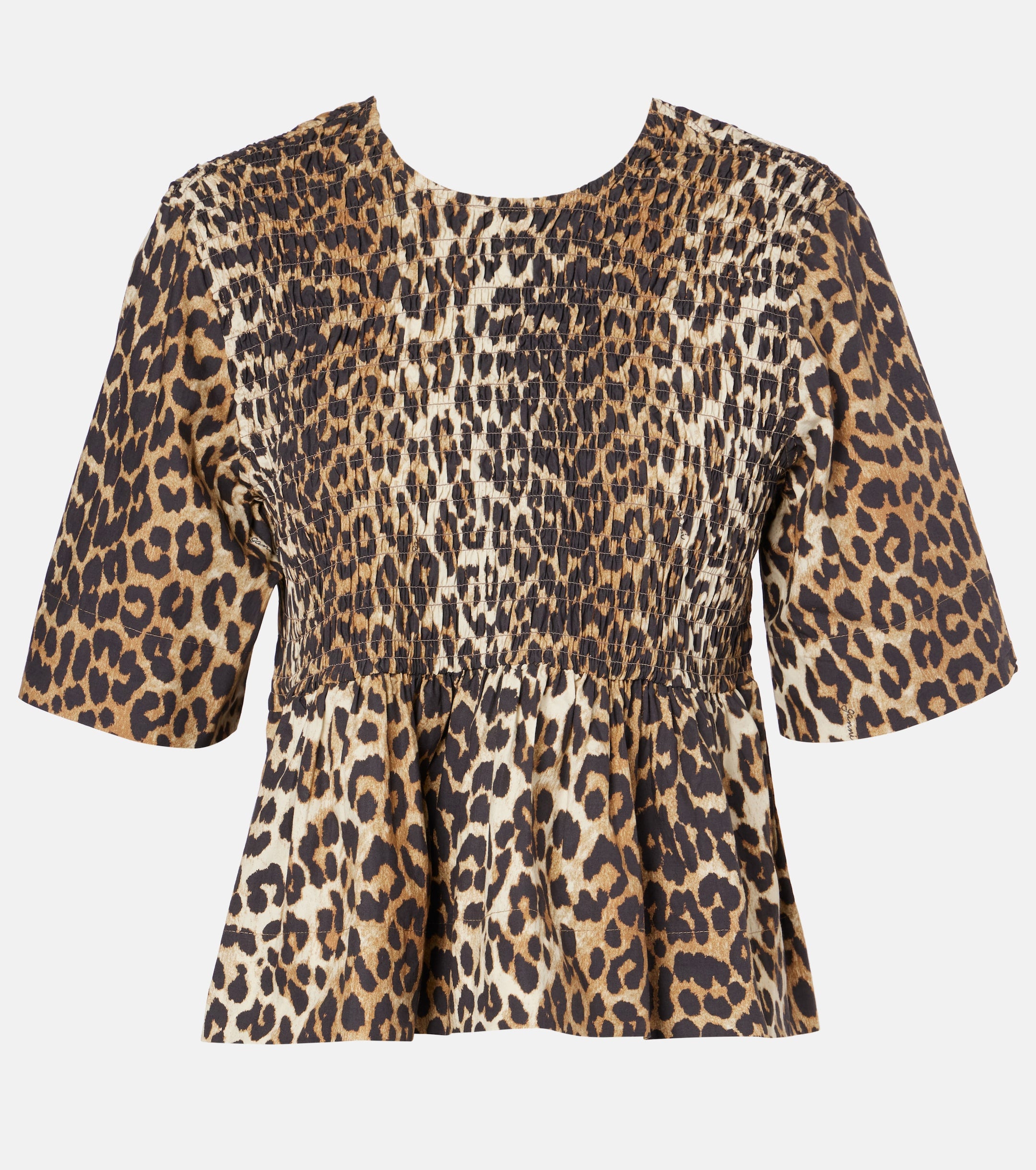 Leopard print open back blouse