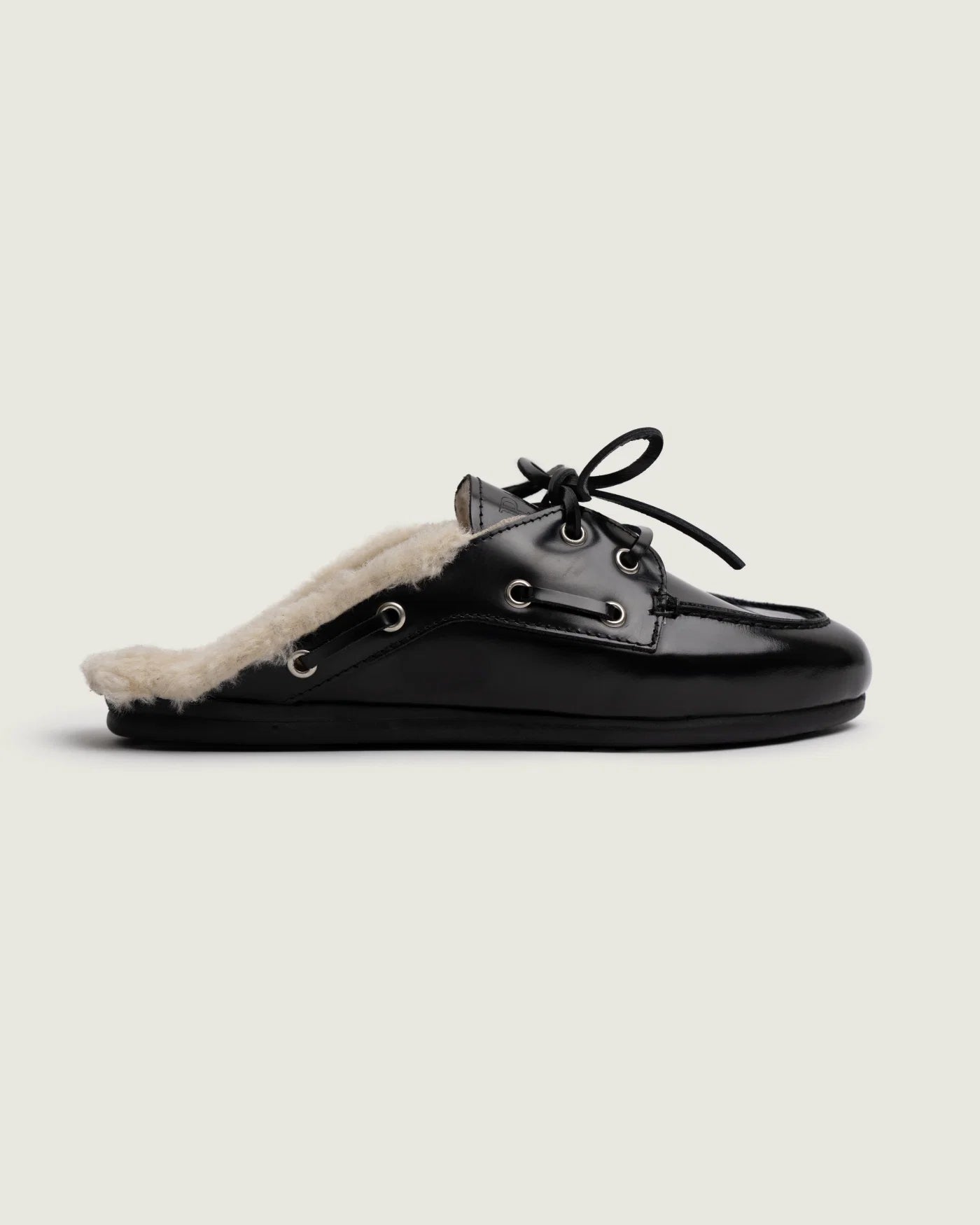 Mules cuir fourrure noires