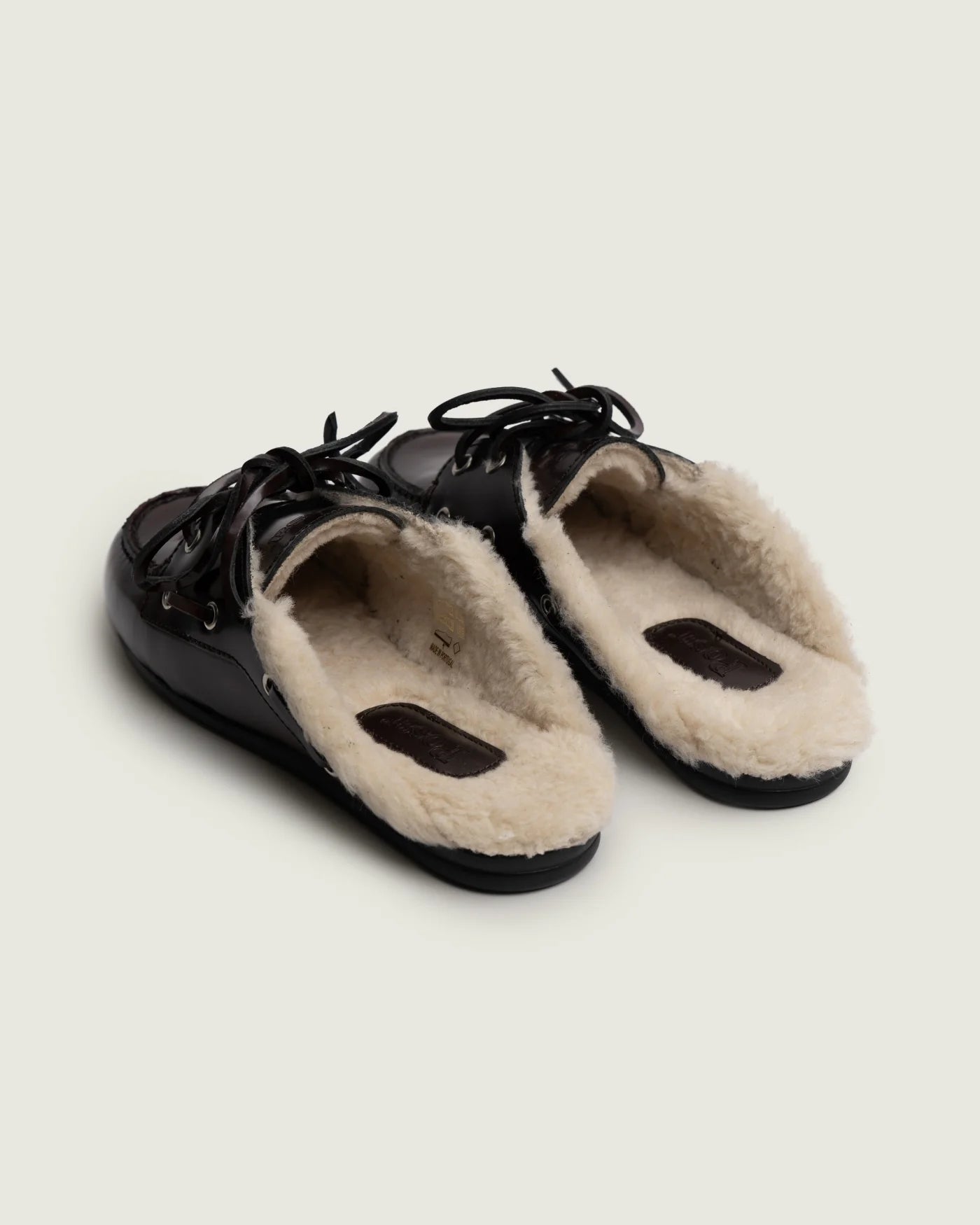 Mules cuir fourrure burgundy