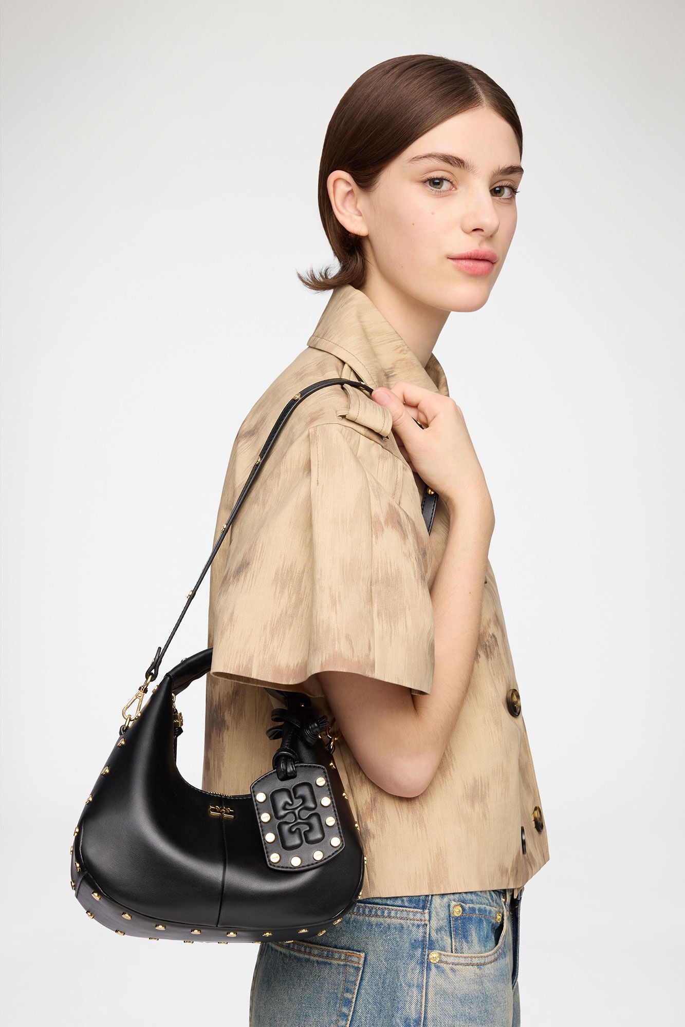 Sac Hobo Mini Cloué noir