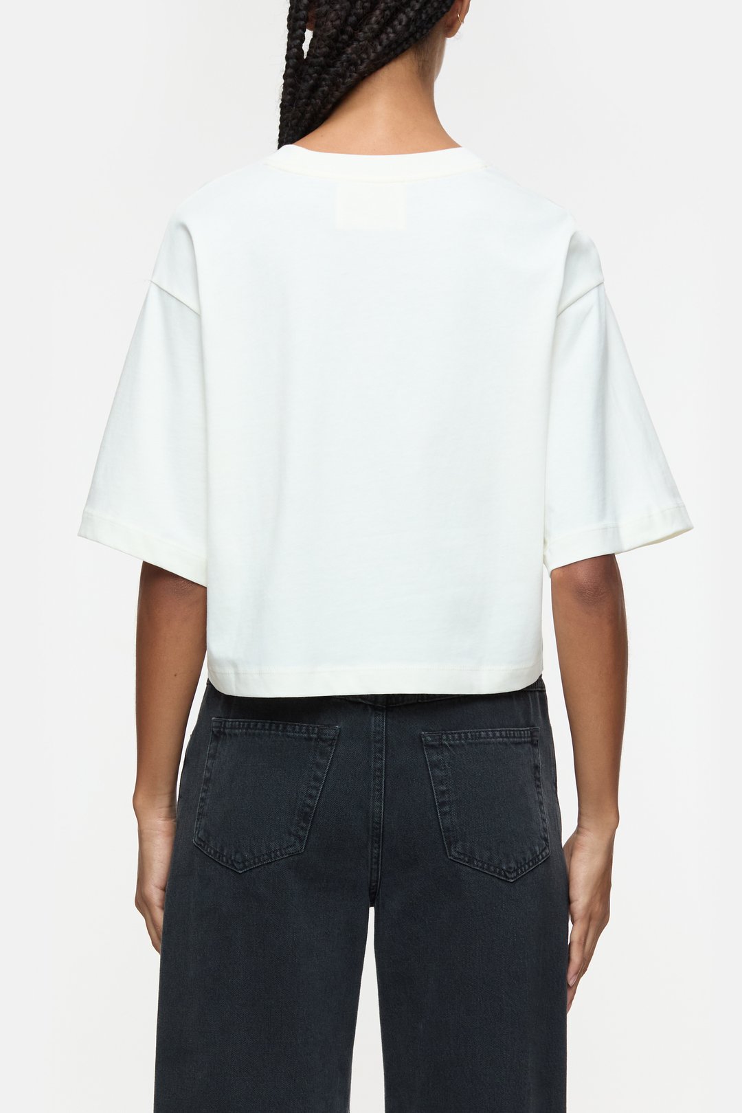 Cropped T-shirt met geborduurd logo