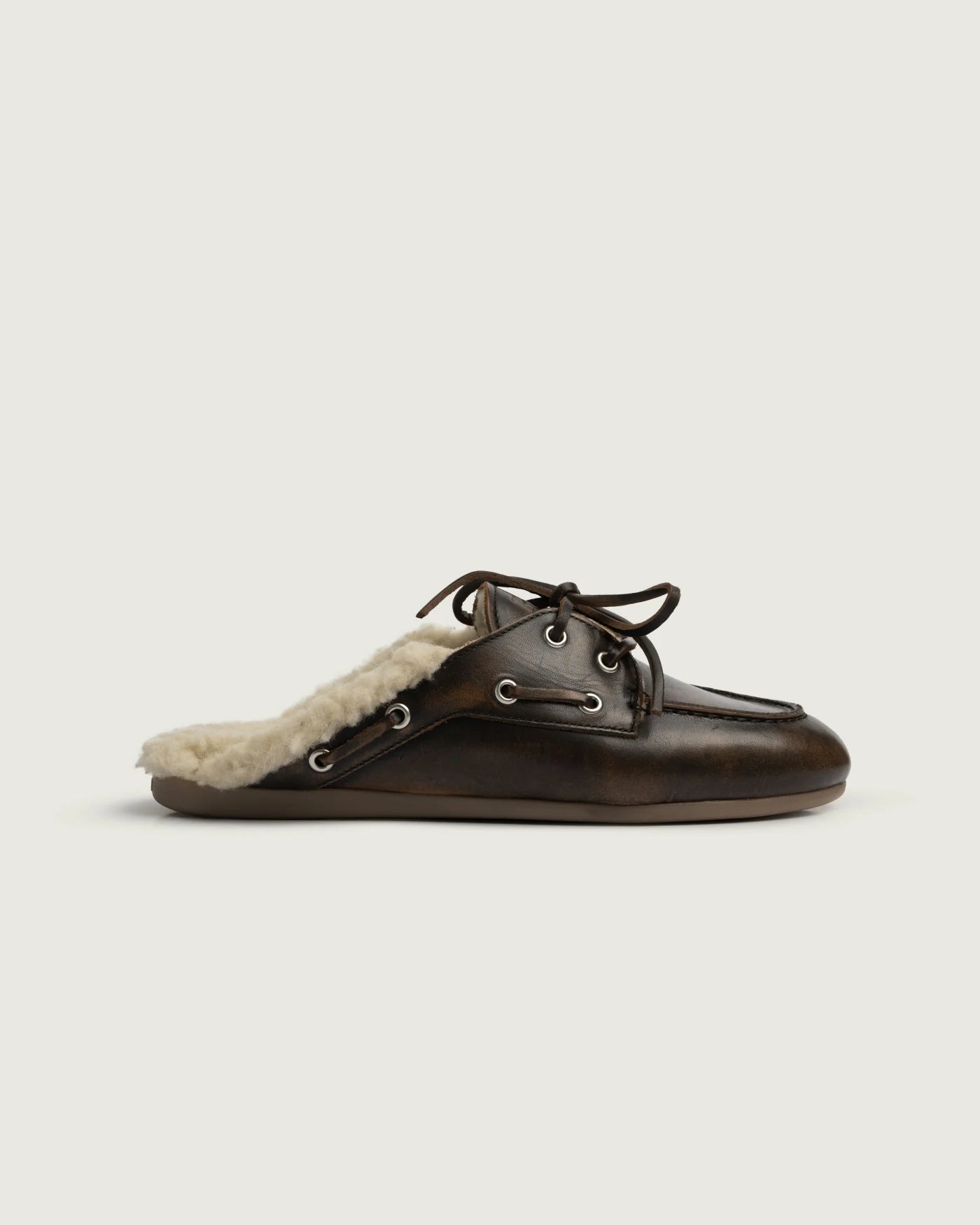 Mules en cuir fourées