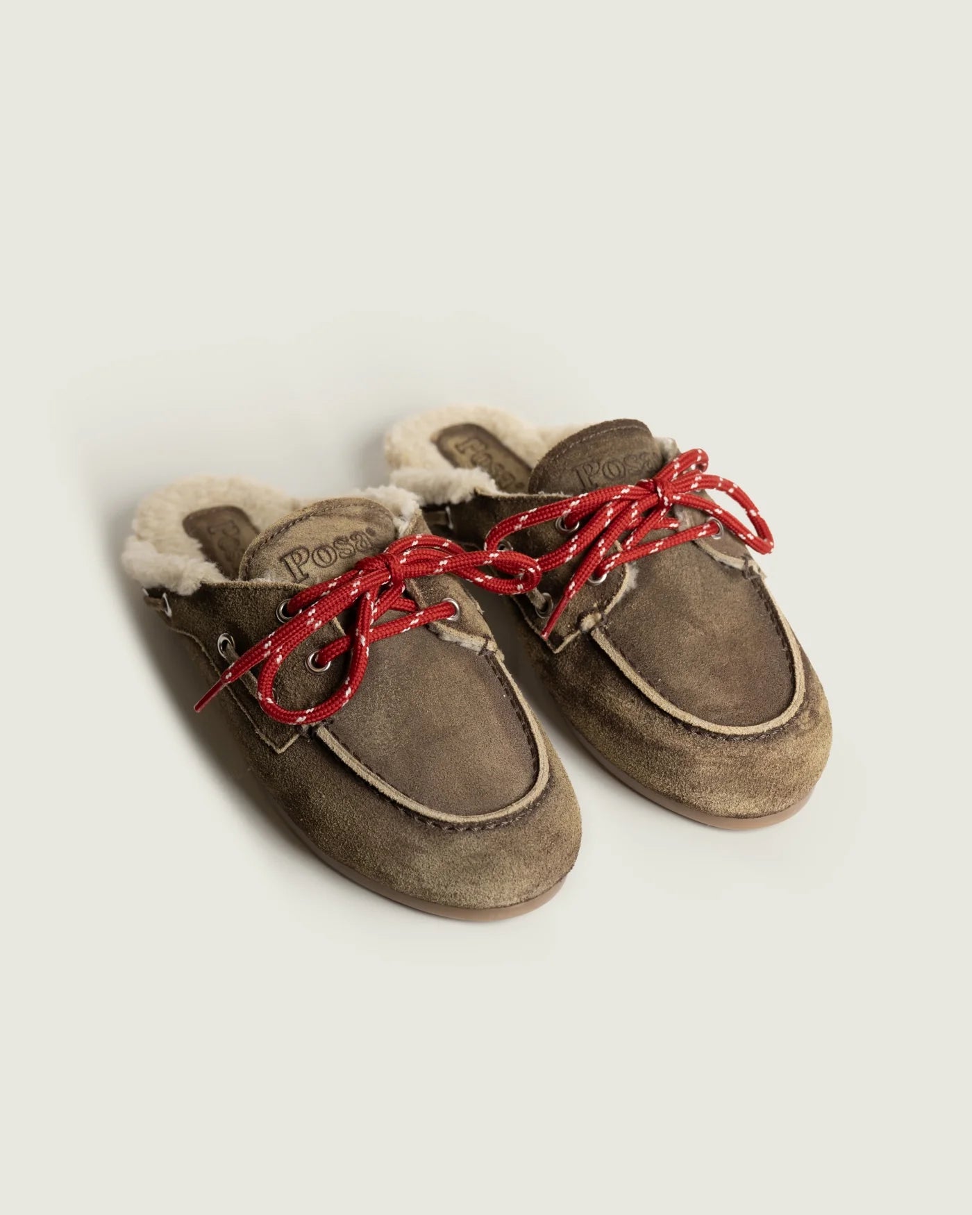 Mules fourrées suède