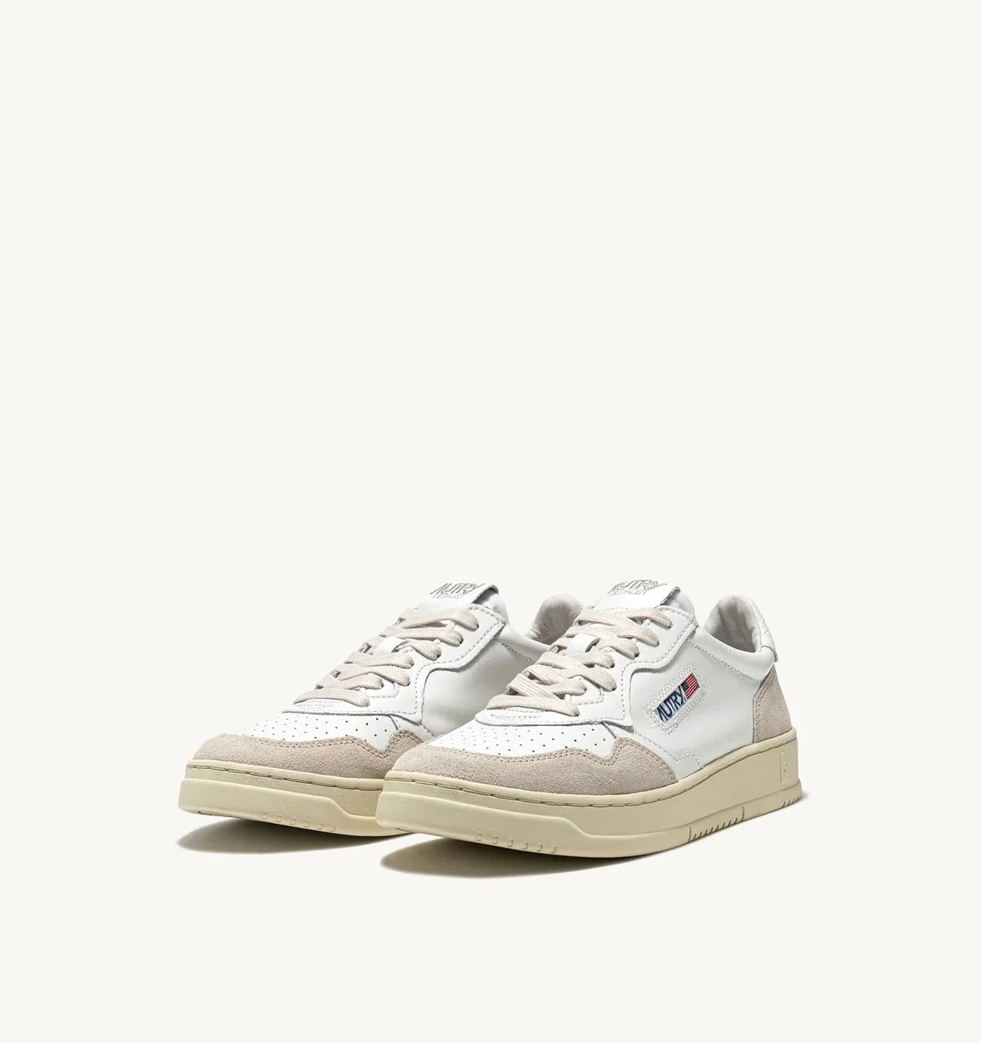 BASKET MEDALIST BASSES EN CUIR BLANC ET DAIM BEIGE