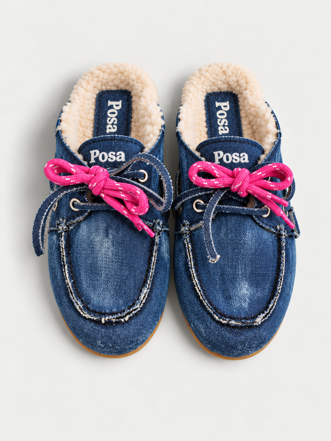 MULES EN DENIM FOURRÉES
