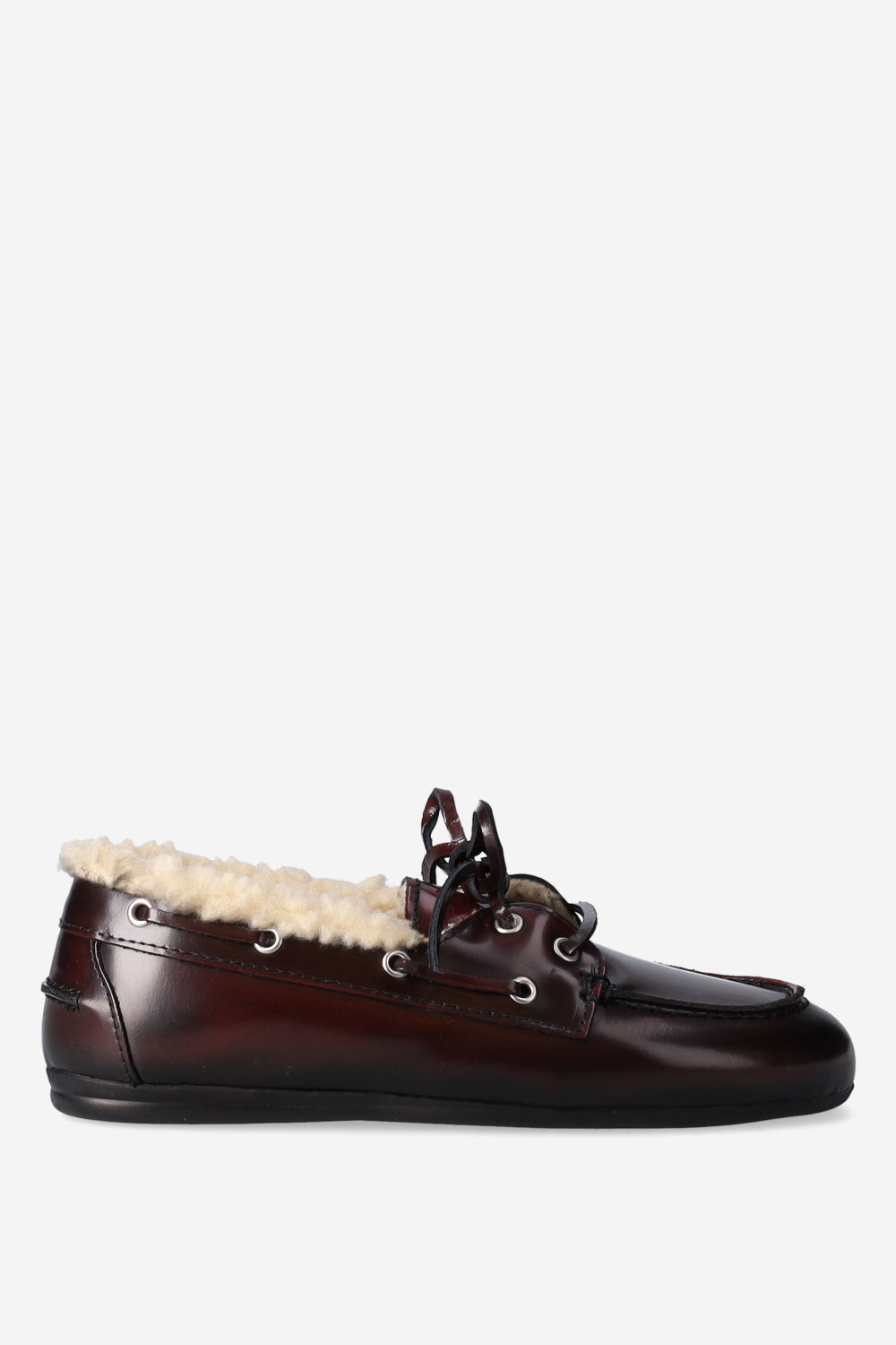 Mocassins cuir fourrure burgundy