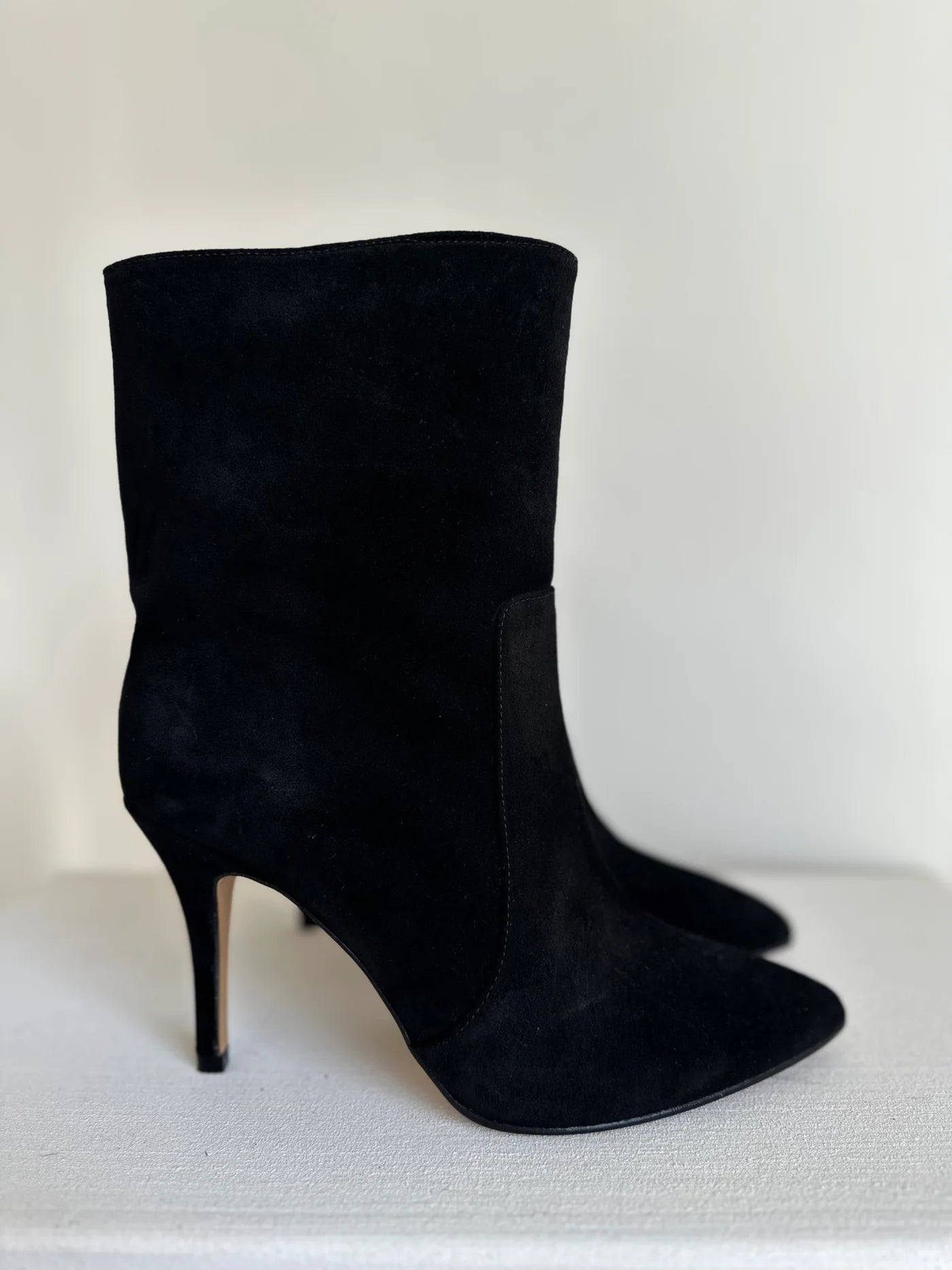 Black suede heeled boots