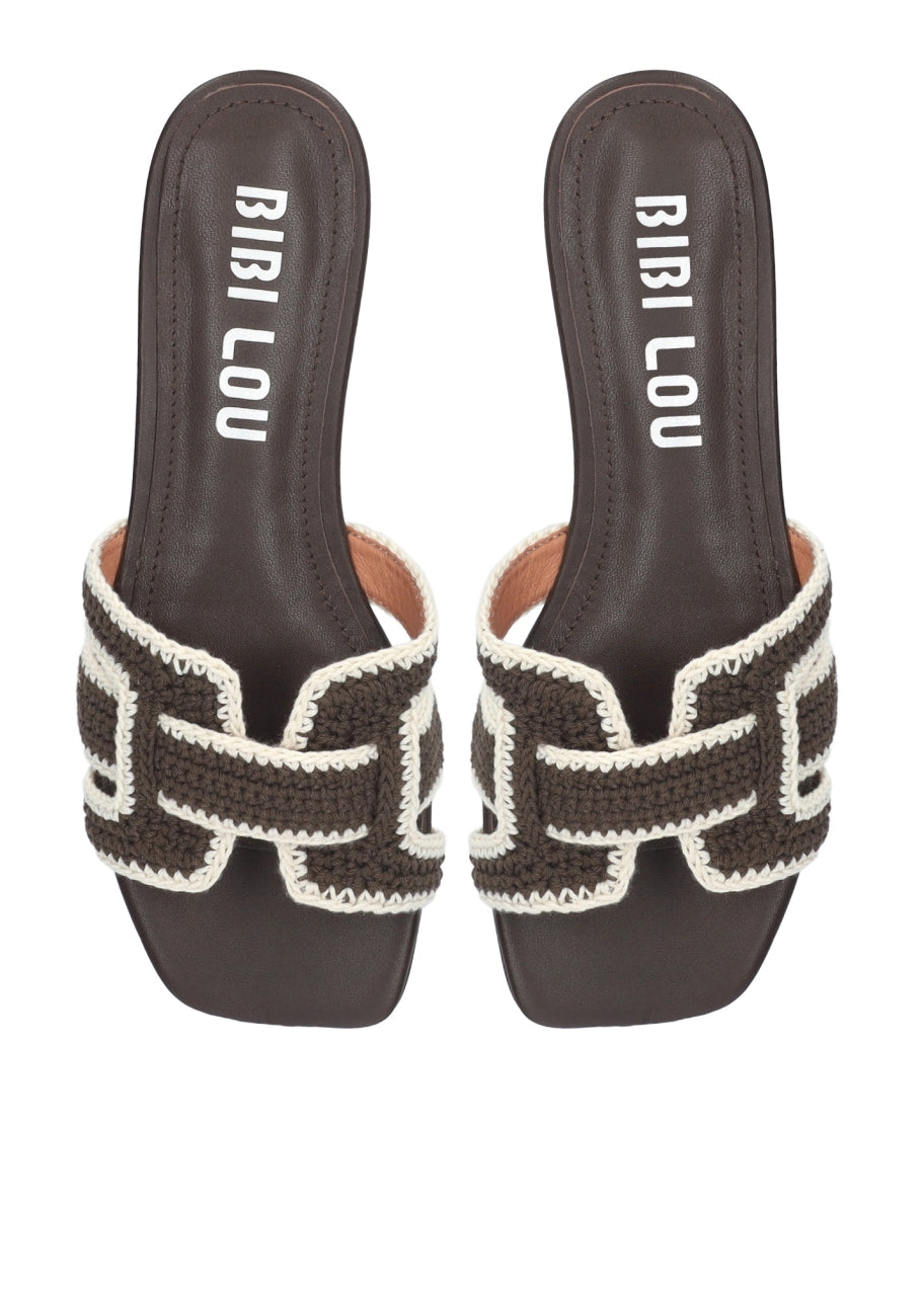 Mules plates tissu