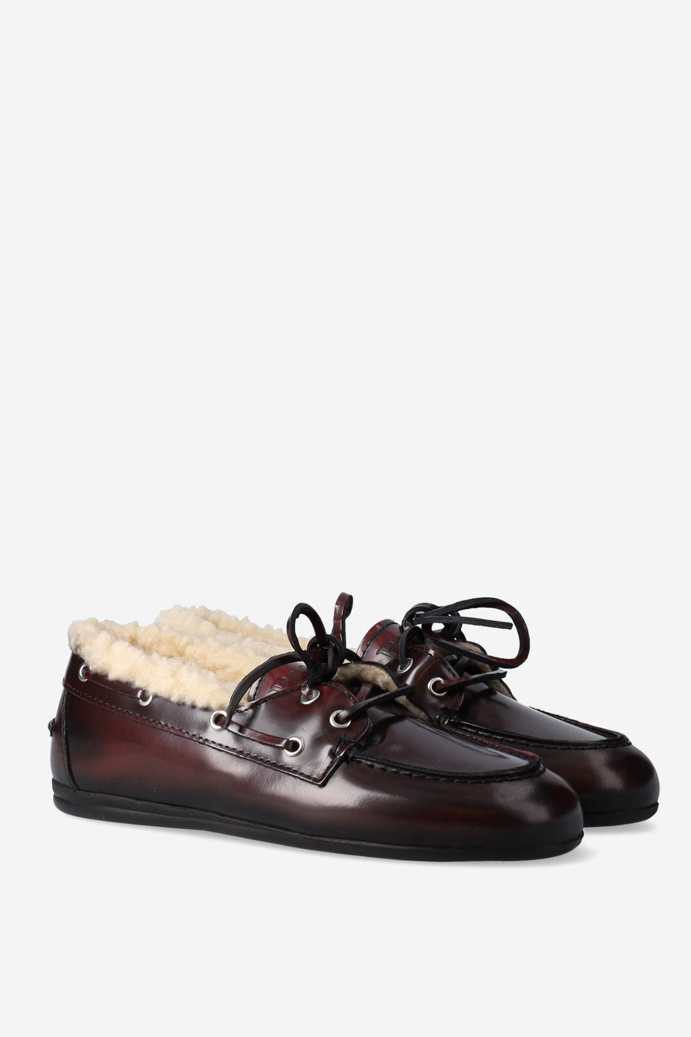 Mocassins cuir fourrure burgundy