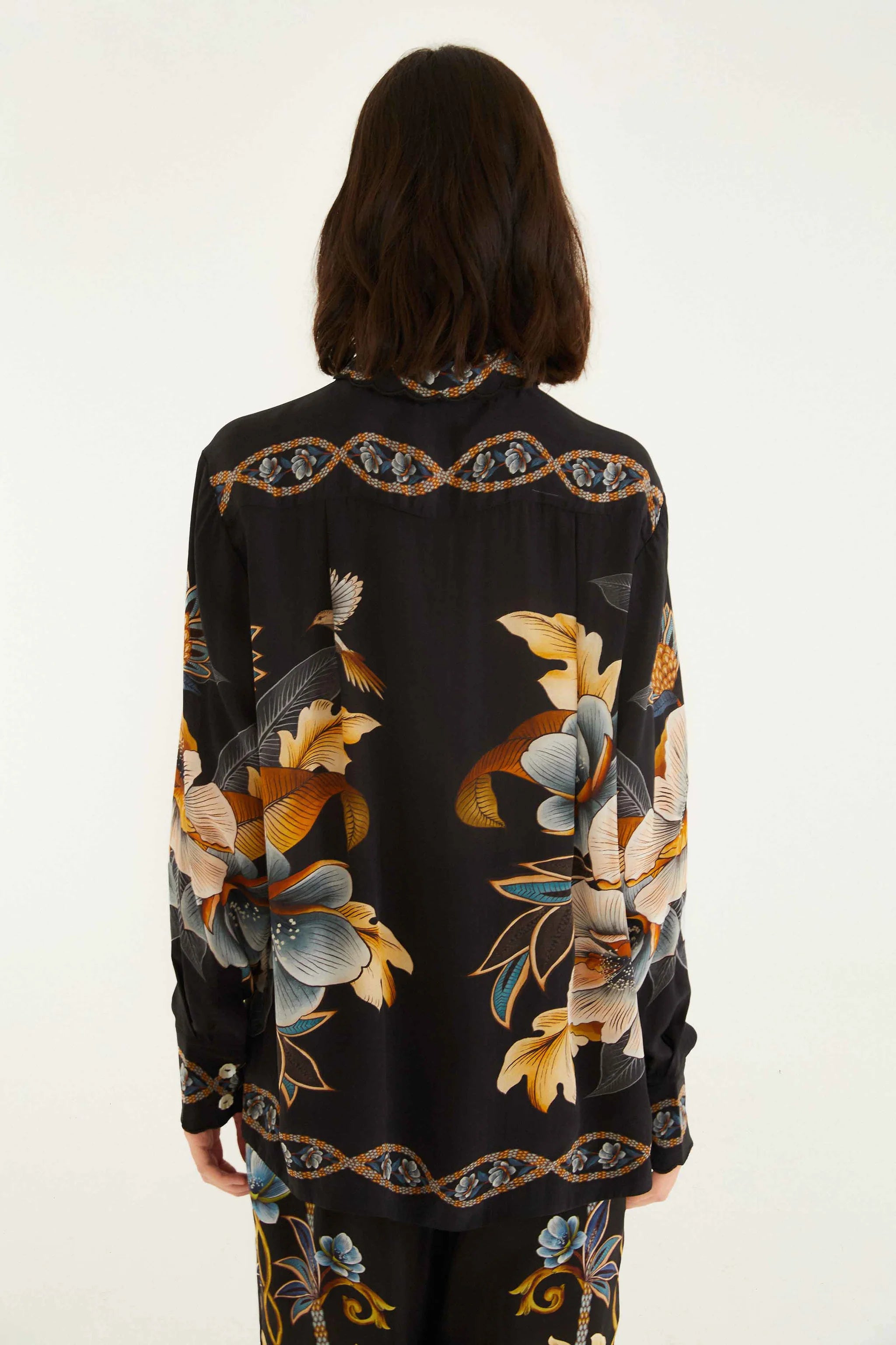 Chemisier black floral snake