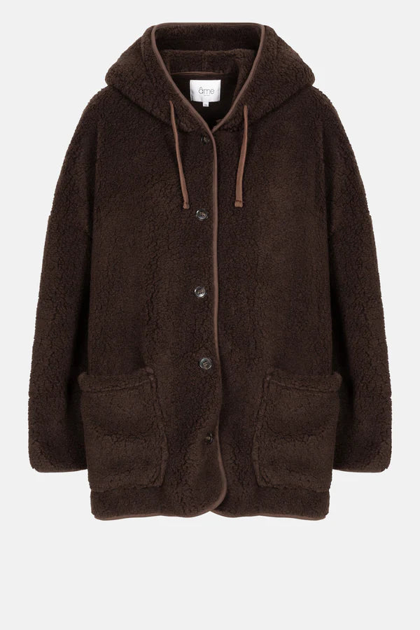 KENJI oversized hooded teddy jacket