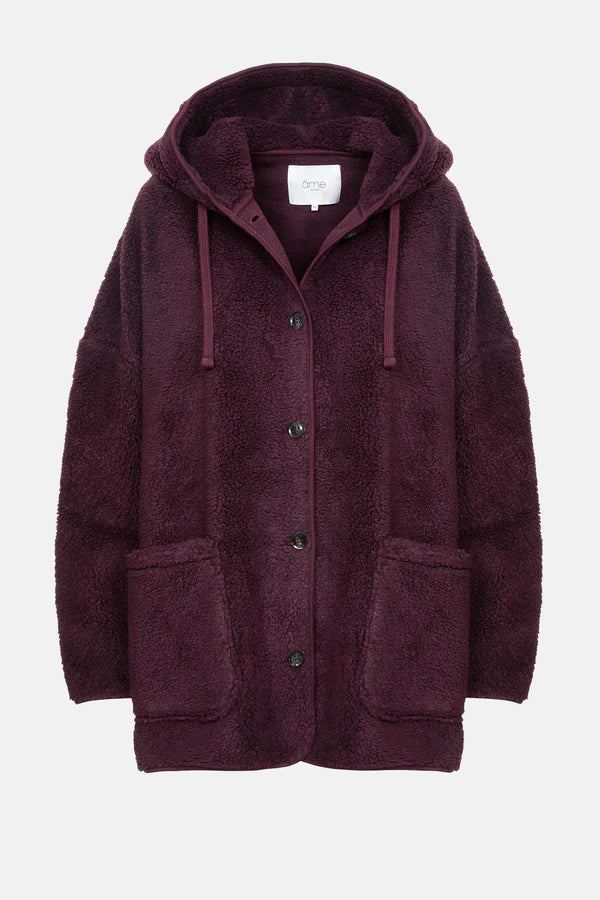 KENJI oversized hooded teddy jacket