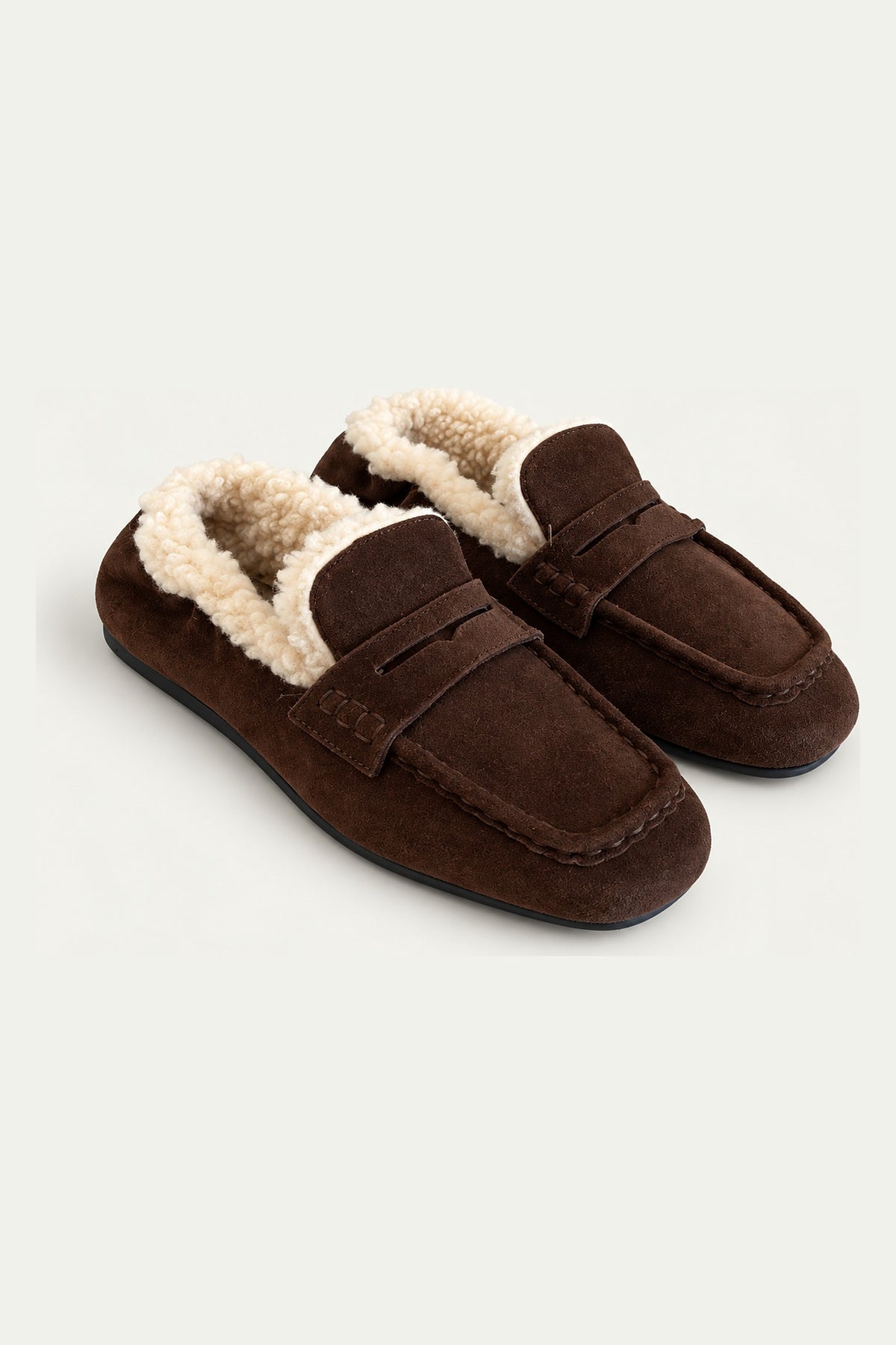 Fur-lined square loafers