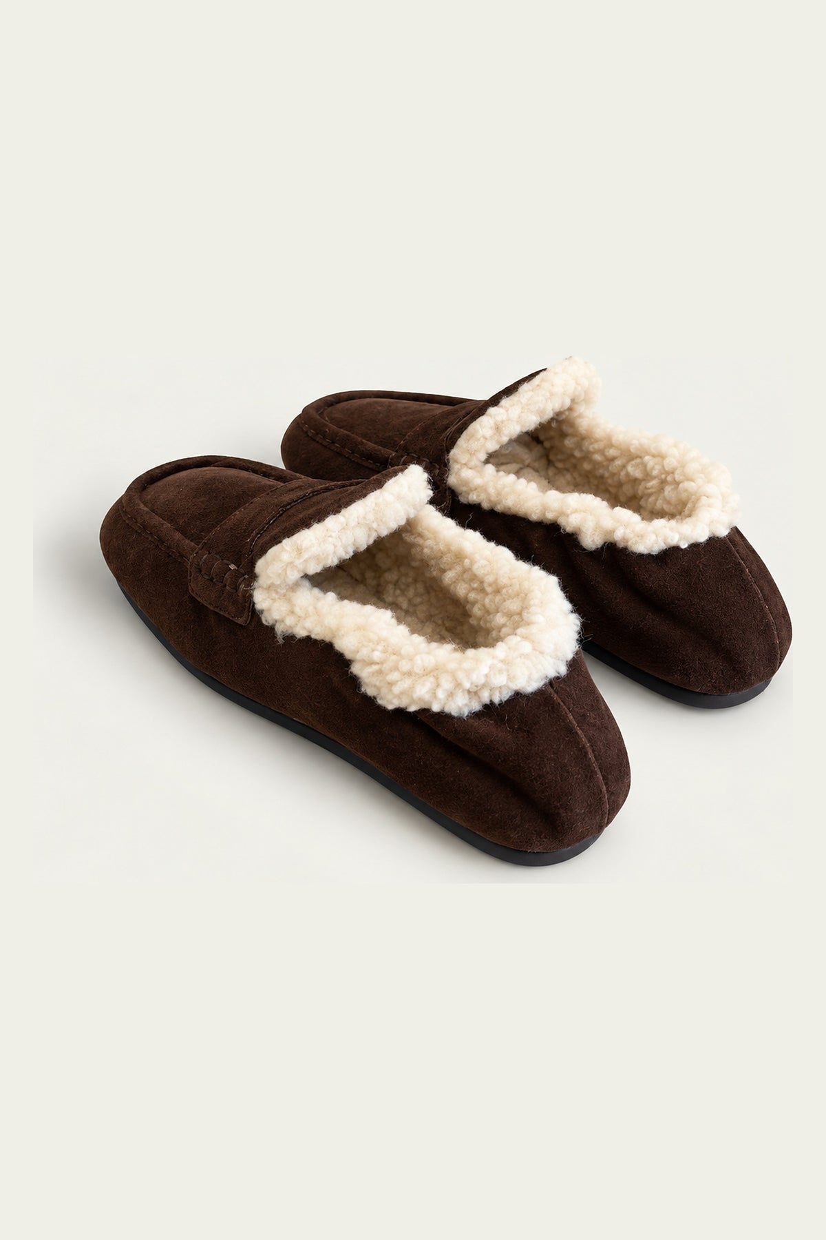 Fur-lined square loafers
