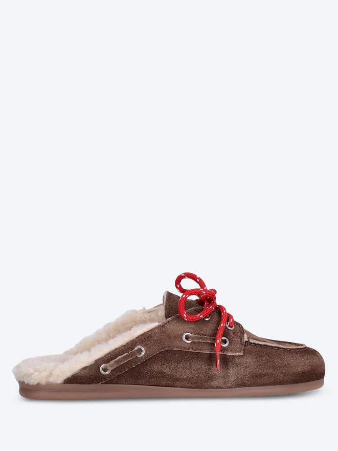 Mules fourrées suède
