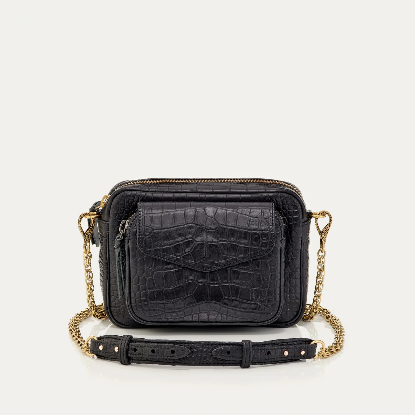 SAC CHARLY CROCO CUIR NOIR