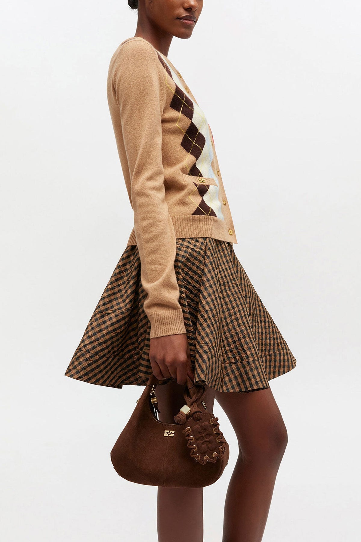 Sac Mini Hobo GANNI – Chicory Coffee – porté